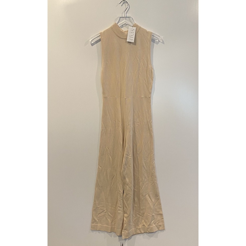 A. Calin by Flying Tomato Mock Neck Sleeveless Wide Leg Knit Jumpsuit Medium NWT